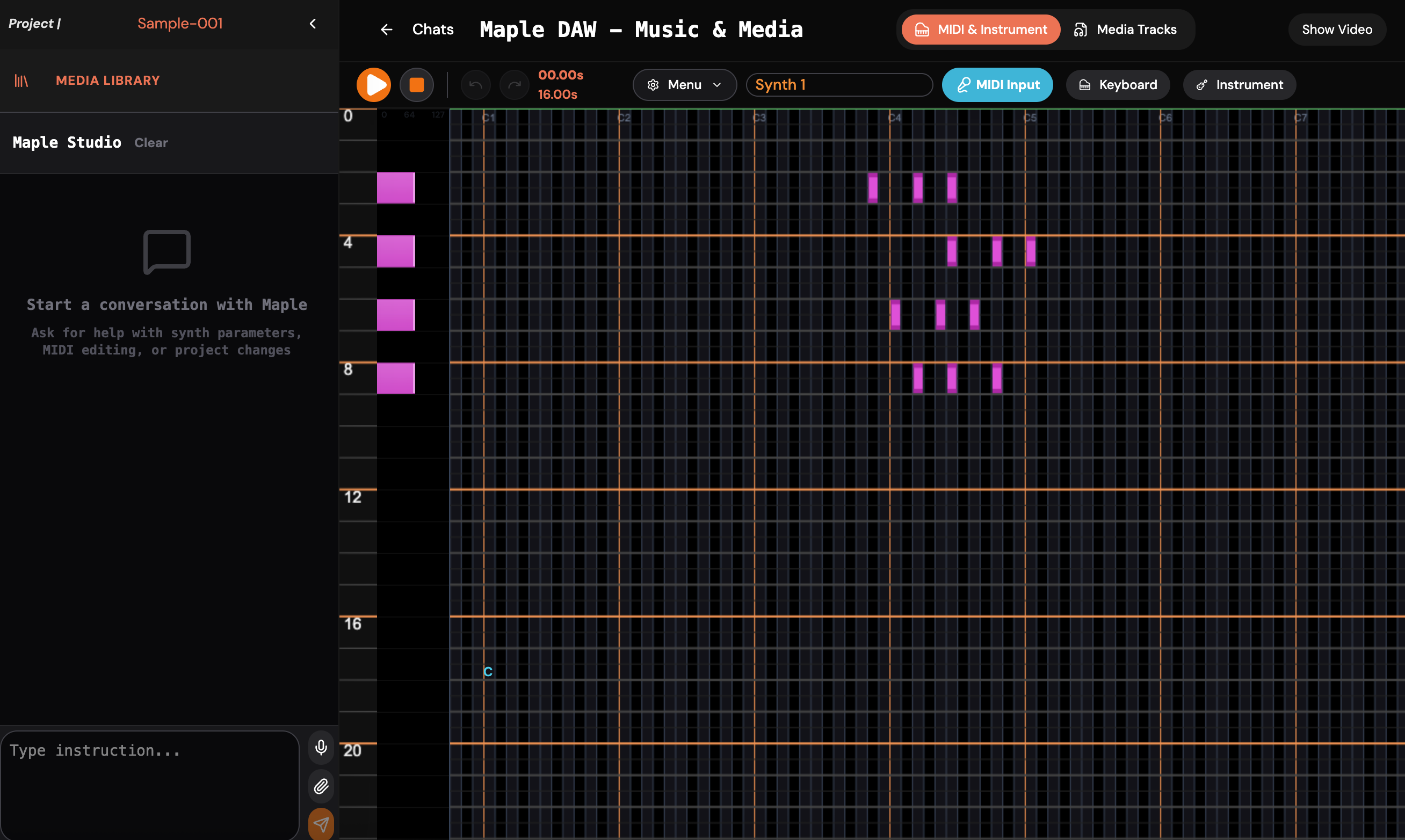 MIDI Editor Interface